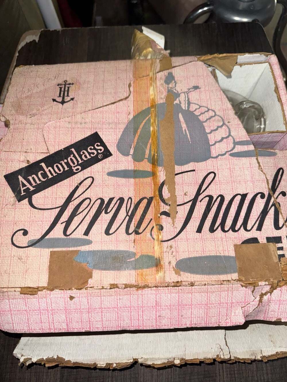 Anchor Hocking Serva Snack Set Vintage Glass Trays And Cups In Box